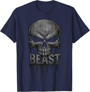 Beast Skull Gym Bodybuilder Men Women T-Shirt - T-Shirt | Navy