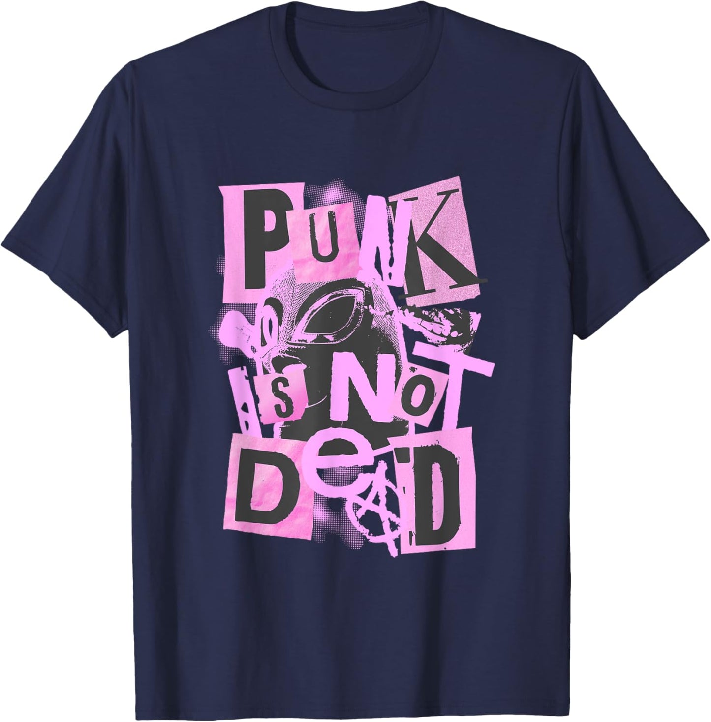 Punk is Not Dead Collage Style Anarchist Rebellion Design T-Shirt - T-Shirt | Navy