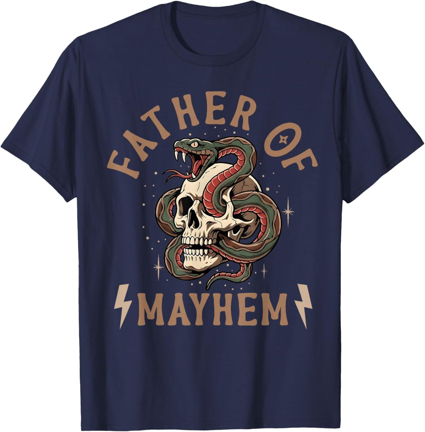 Father of Mayhem Funny Fathers Day Dad Humor Men T-Shirt - T-Shirt | Navy