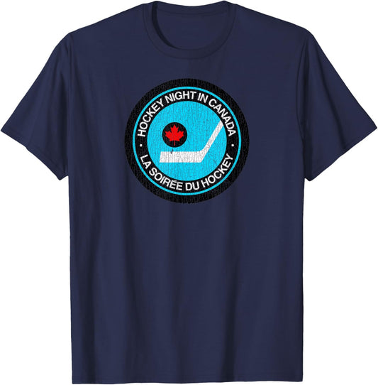 Vintage Retro Hockey Night in Canada Hockey Player Classic T-Shirt - T-Shirt | Navy