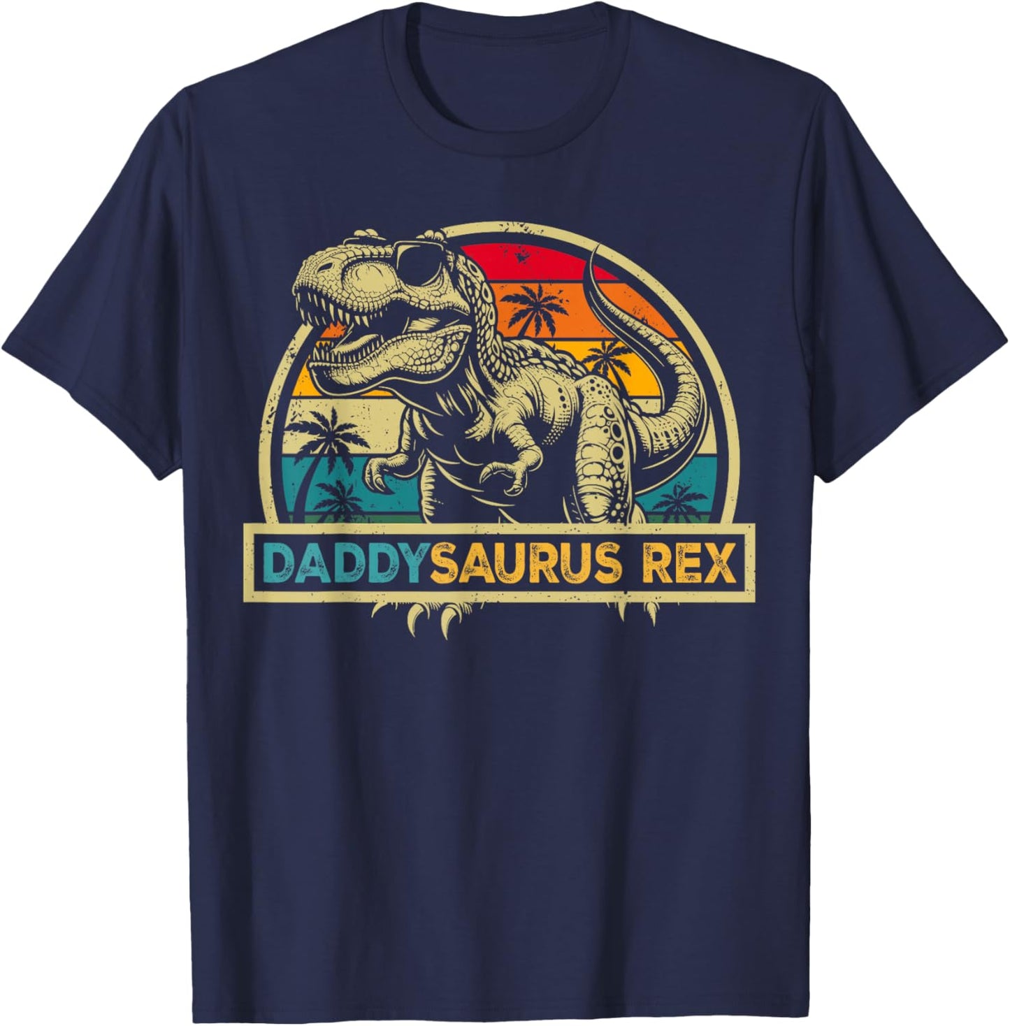Daddysaurus Rex Dinosaur Daddy Saurus Rex Family Matching T-Shirt - T-Shirt | Navy