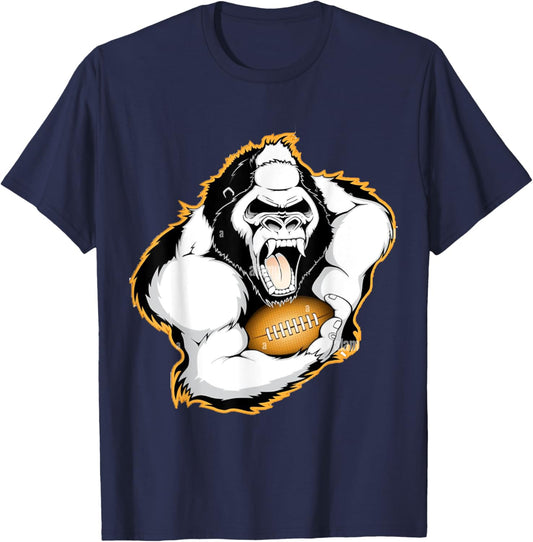 Gorilla Playing Football T-Shirt - T-Shirt | Navy