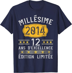 Vintage 2014 Gift 12 Years Boy Birthday Humour T-Shirt - T-Shirt | Navy