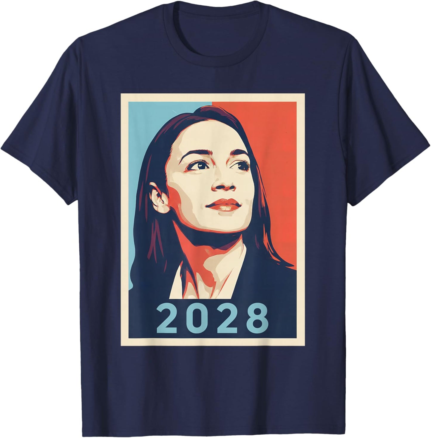 AOC Alexandria Ocasio Cortez 2028 for President Election T-Shirt - T-Shirt | Navy
