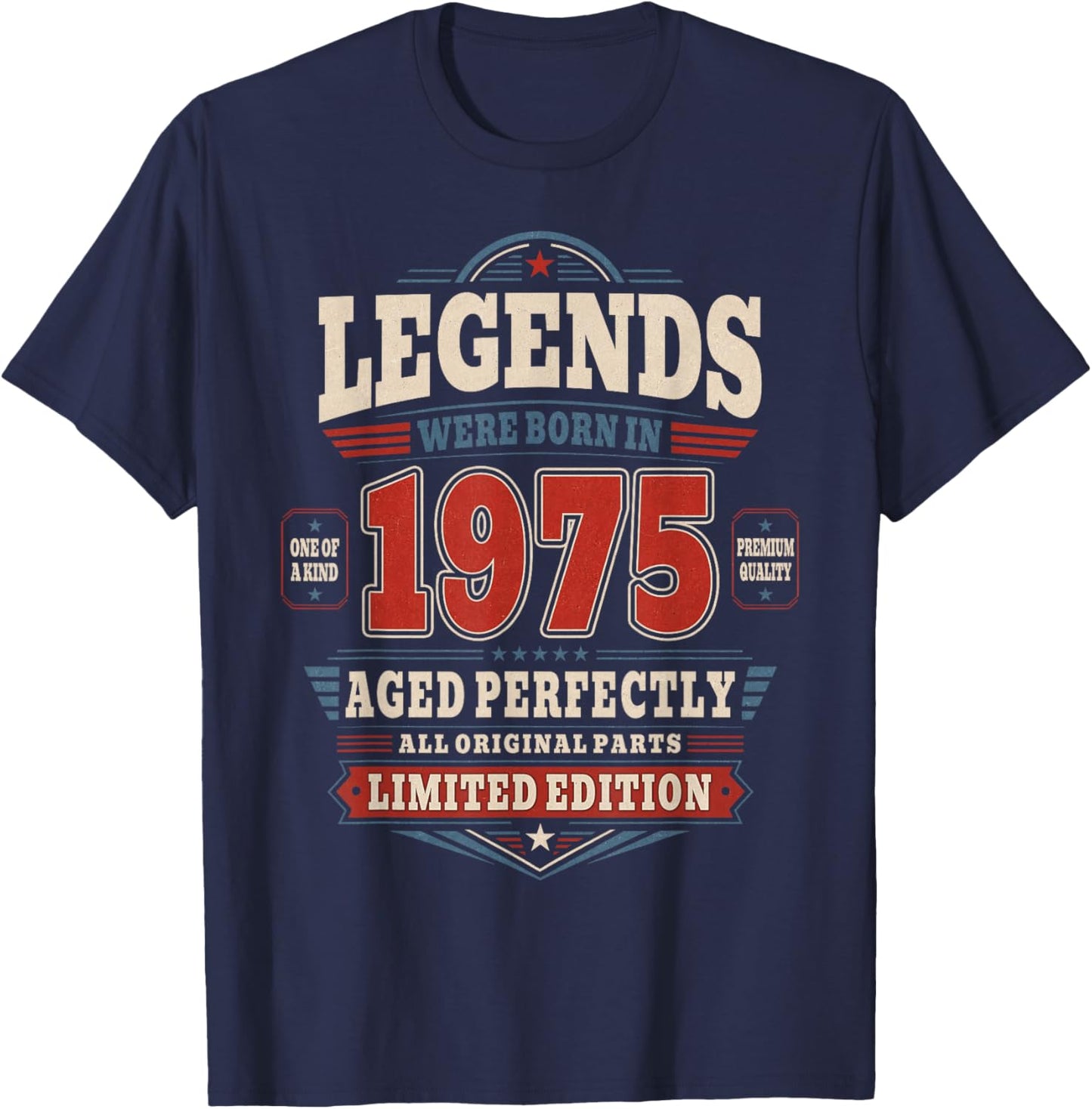 51 Anniversaire Cadeau Homme et Femme Vintage Année 1975 T-Shirt - T-Shirt | Navy