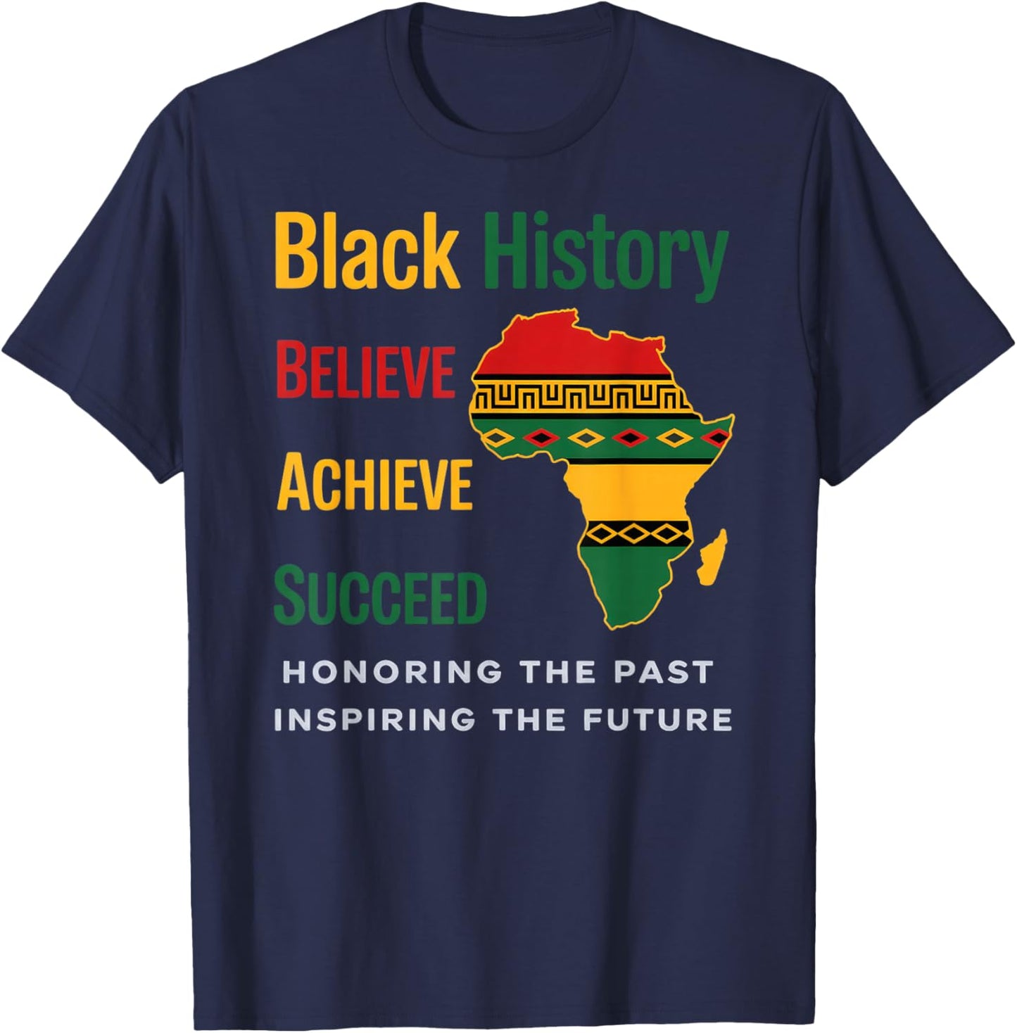 Honoring Past Inspiring Future Black History Month T-Shirt - T-Shirt | Navy