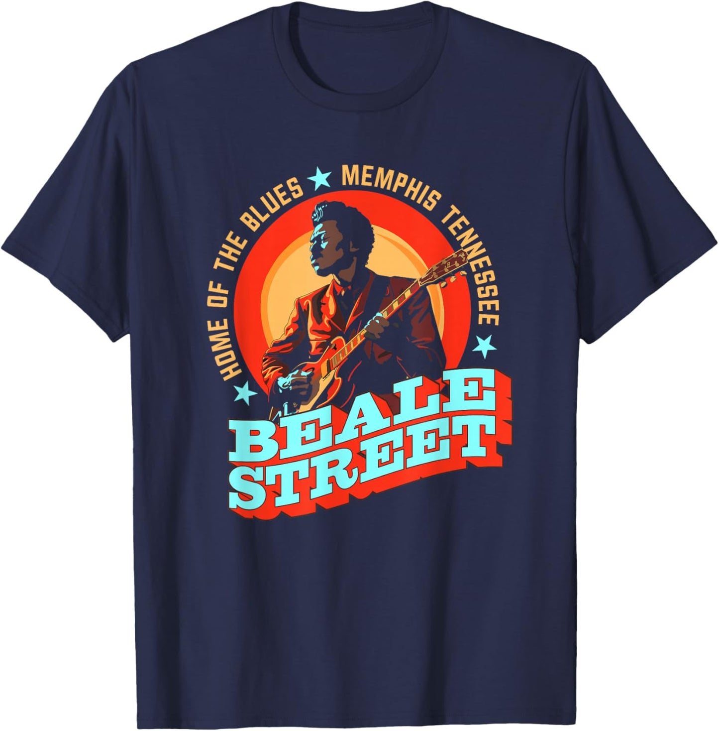 Beale Street Memphis - Guitarist Souvenir T-Shirt - T-Shirt | Navy