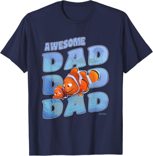 Disney Pixar Finding Nemo Marlin Awesome Dad Father's Day T-Shirt - T-Shirt | Navy