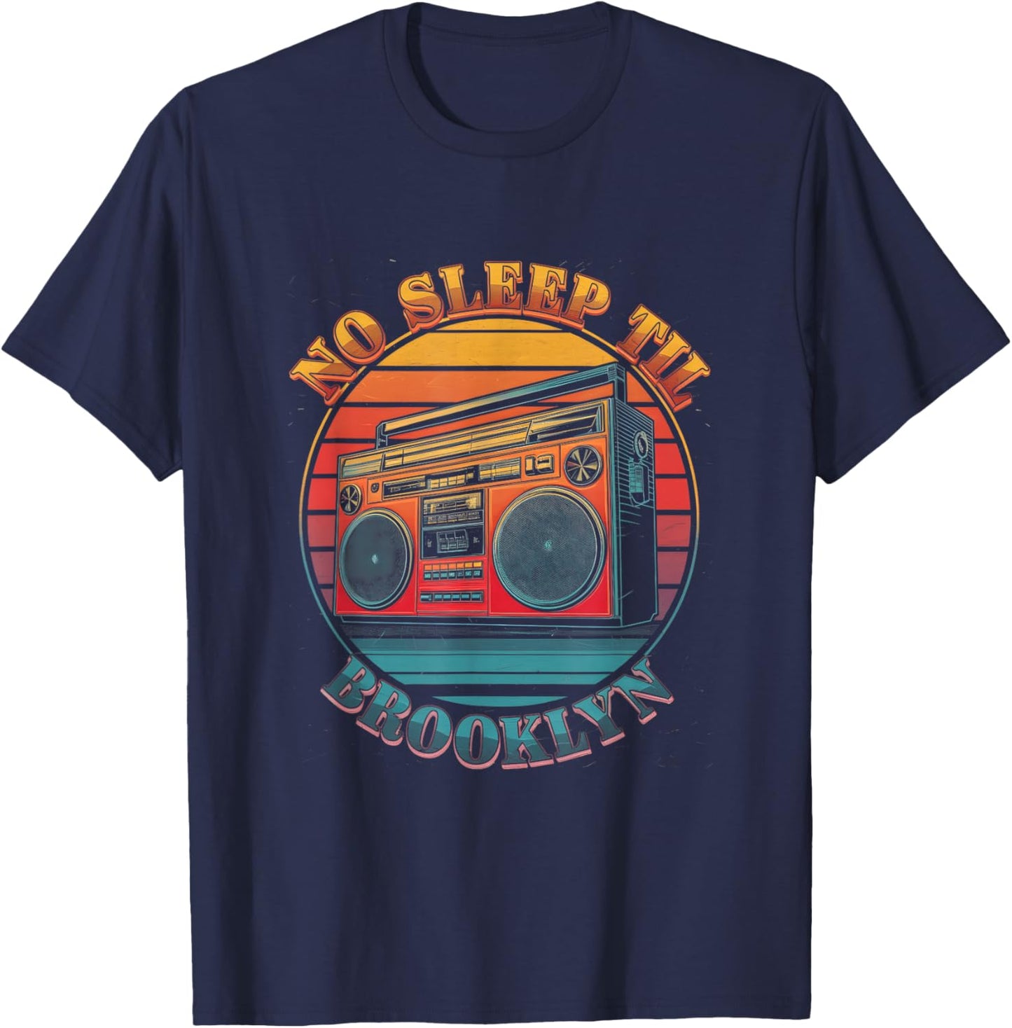 Retro Boombox No Sleep Til Brooklyn T-Shirt - T-Shirt | Navy
