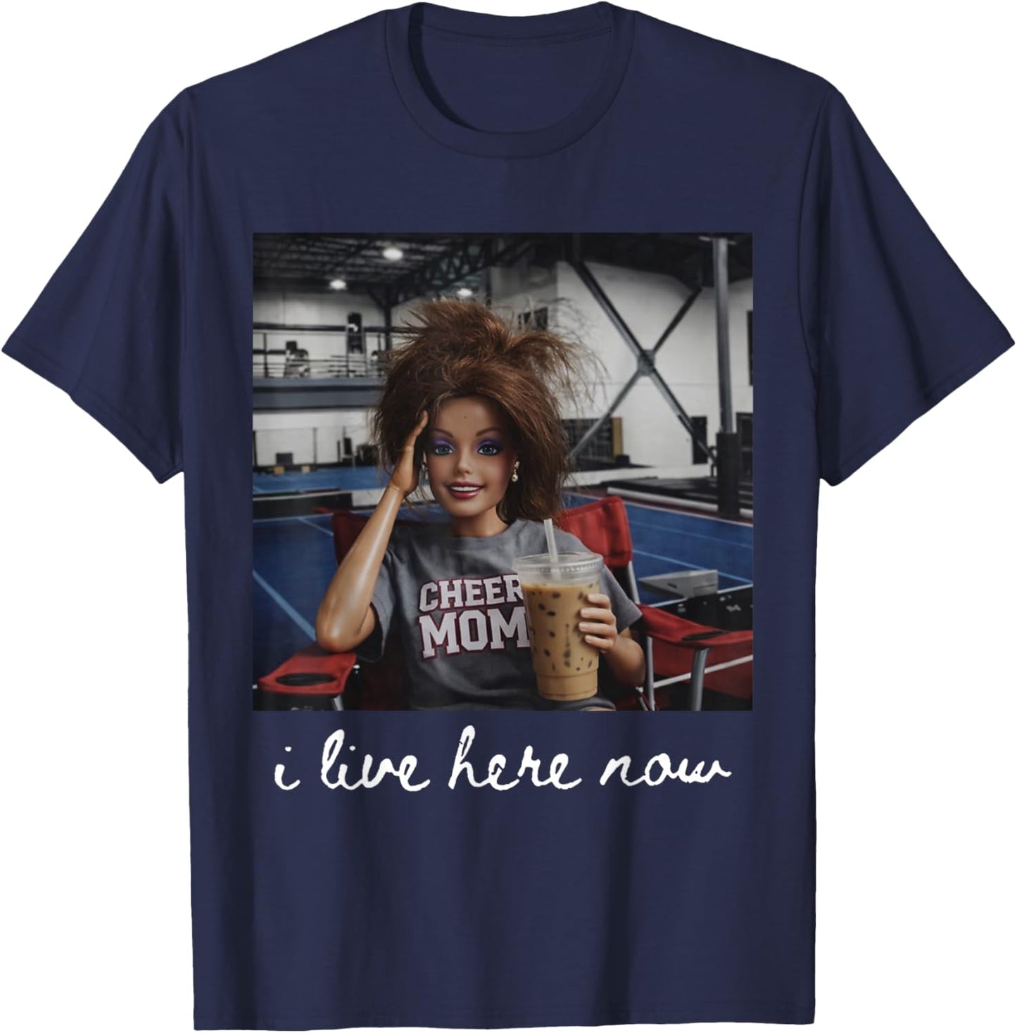 I Live Here Now Funny Ballfield Baseball Girl Softball Meme T-Shirt - T-Shirt | Navy