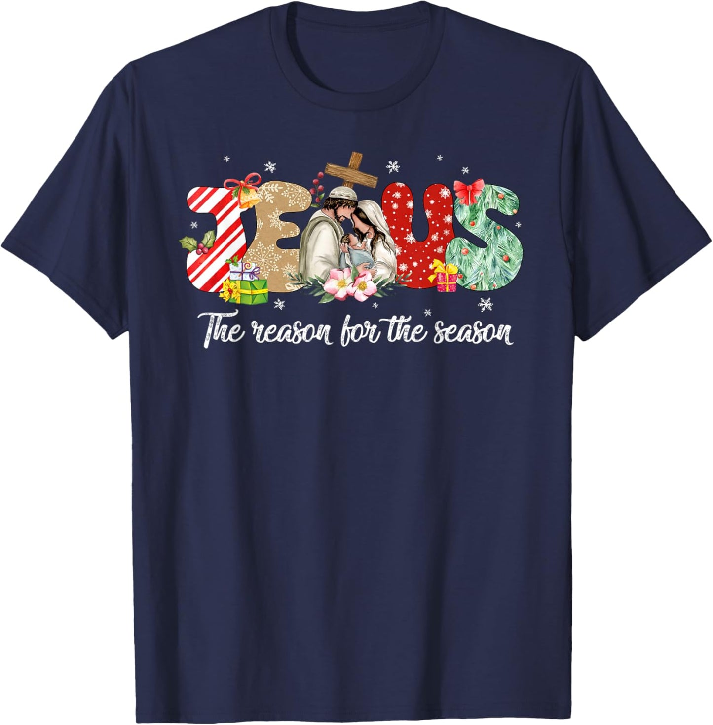 Christmas Jesus Is The Reason For The Season Jesus Pajamas T-Shirt - T-Shirt | Navy