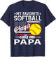 My Favorite Softball Player Calls Me Papa US Flag T-Shirt - T-Shirt | Navy