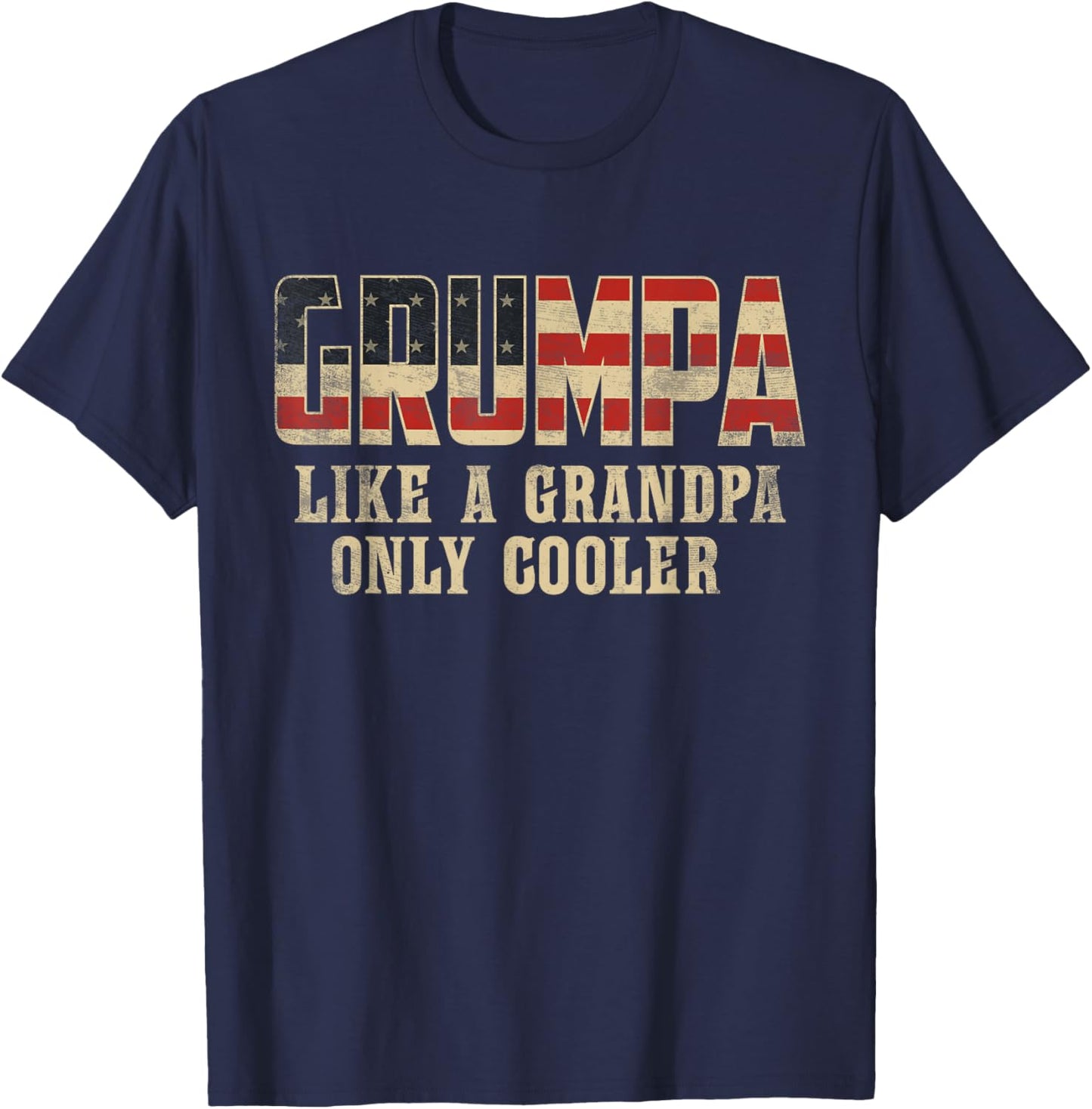 Grumpa Like A Grandpa Only Cooler Vintage American Flag T-Shirt - T-Shirt | Navy