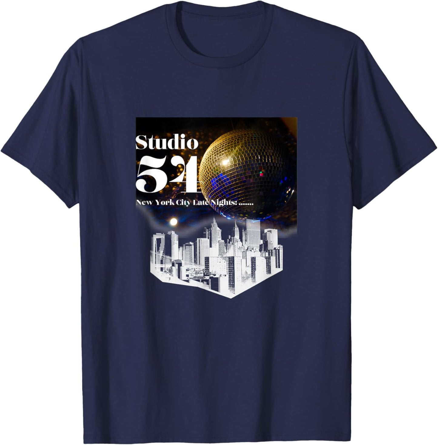 Disco Freaks Store Studio 54 Disco - -Adults, Kids - Black - Small - Short Sleeve T-Shirt - T-Shirt | Navy