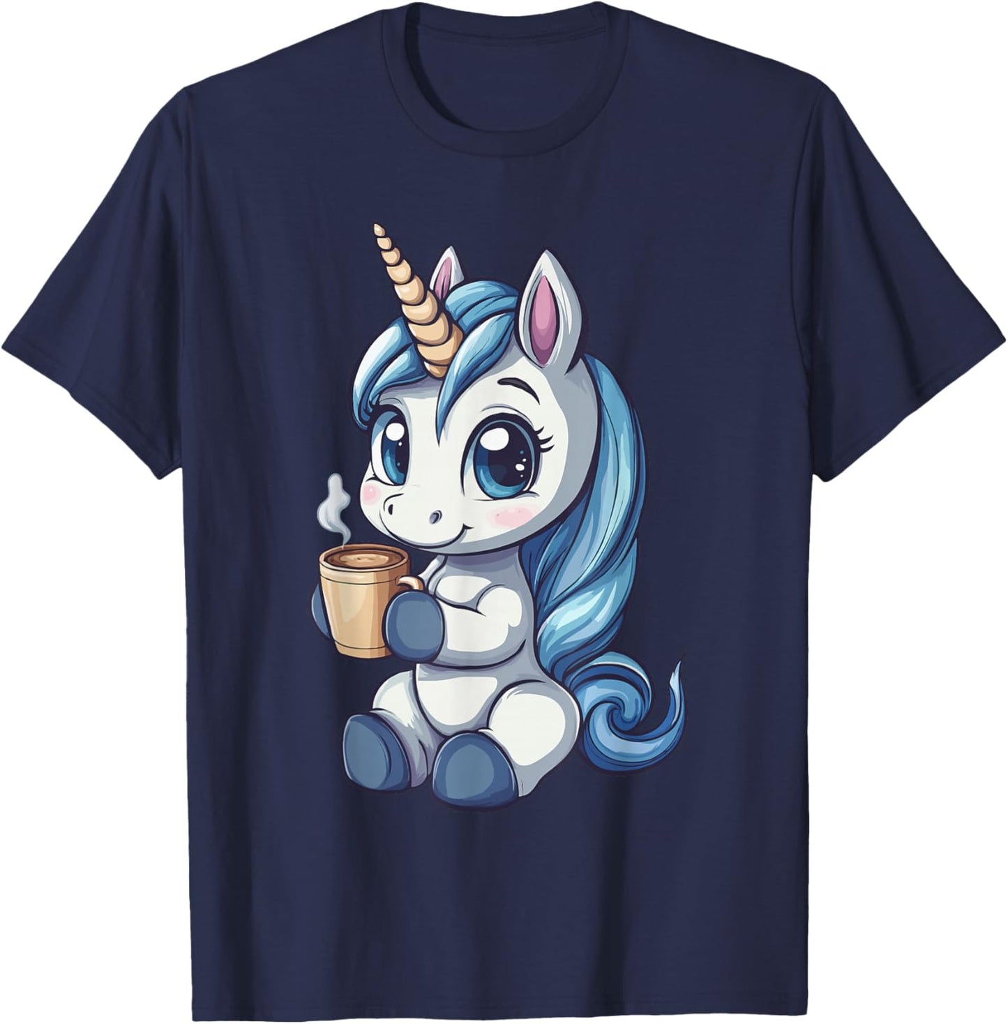 Unicorn Lover Coffee Fantasy Animal Women Unicorn T-Shirt - T-Shirt | Navy