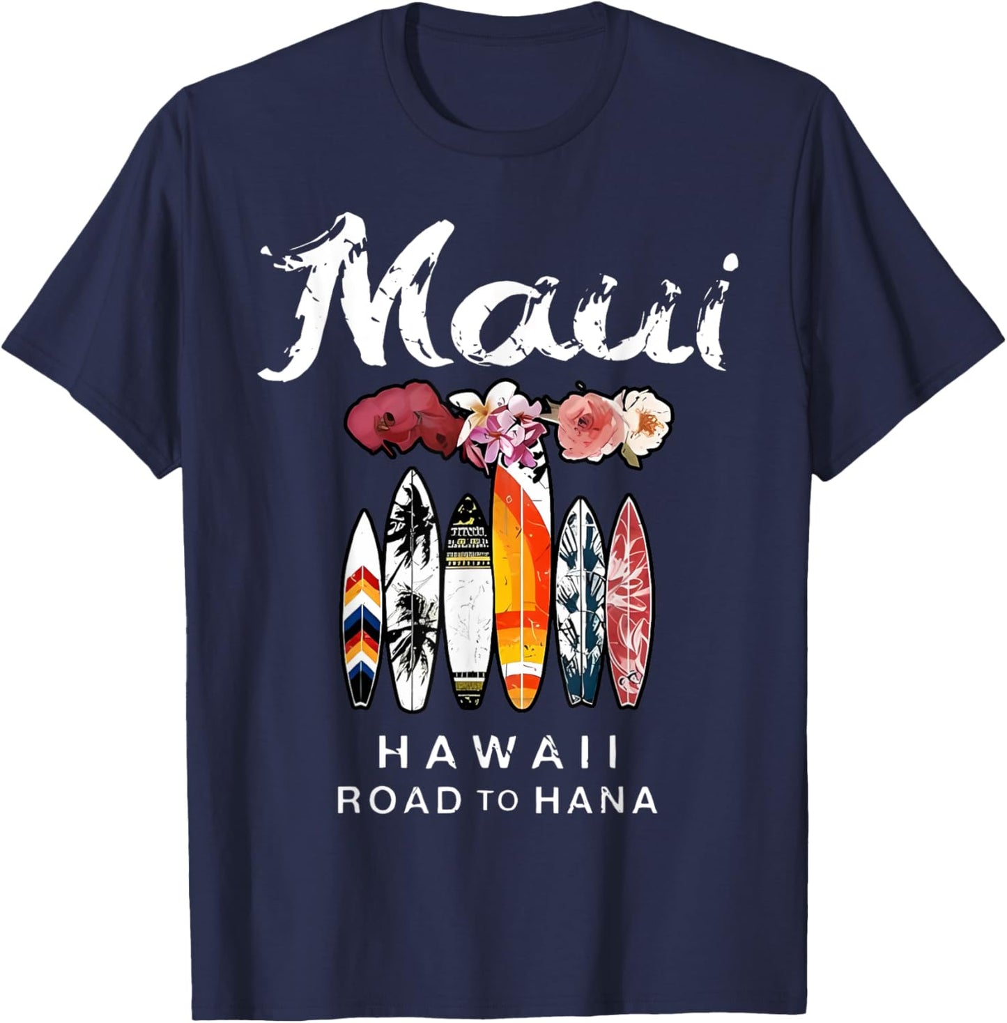 Maui Hawaii Road To Hana Surfboard Beach Vacation Family T-Shirt - T-Shirt | Navy