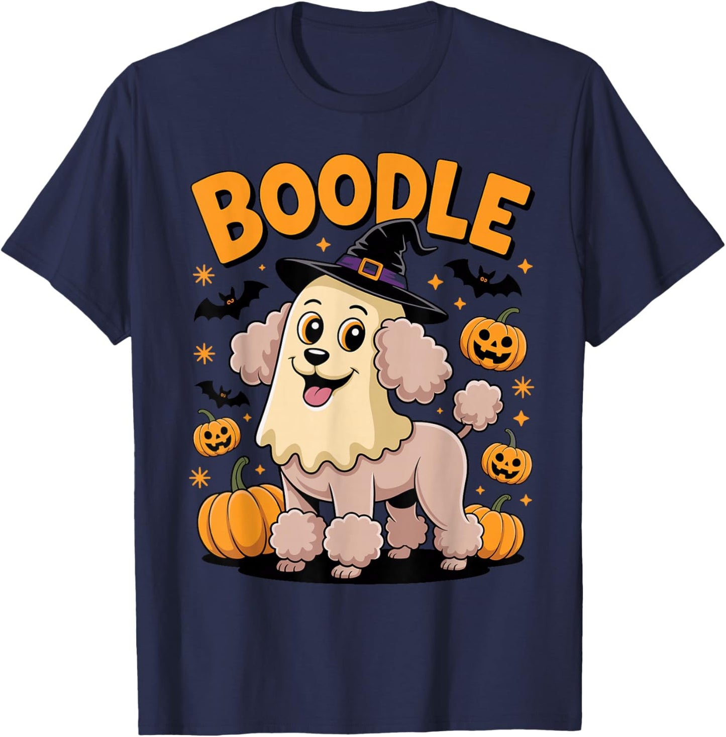 Boodle Funny Boo Spooky Witch Dog Poodle Halloween T-Shirt - T-Shirt | Navy