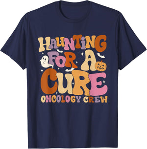 Haunting For A Cure Oncology Crew Halloween Pedi Onc Crew T-Shirt - T-Shirt | Navy