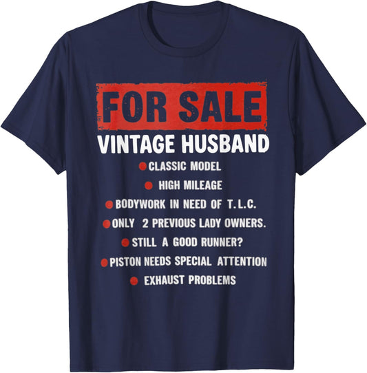 Funny for Sale Vintage Husband Classic Model Fathers Day T-Shirt - T-Shirt | Navy