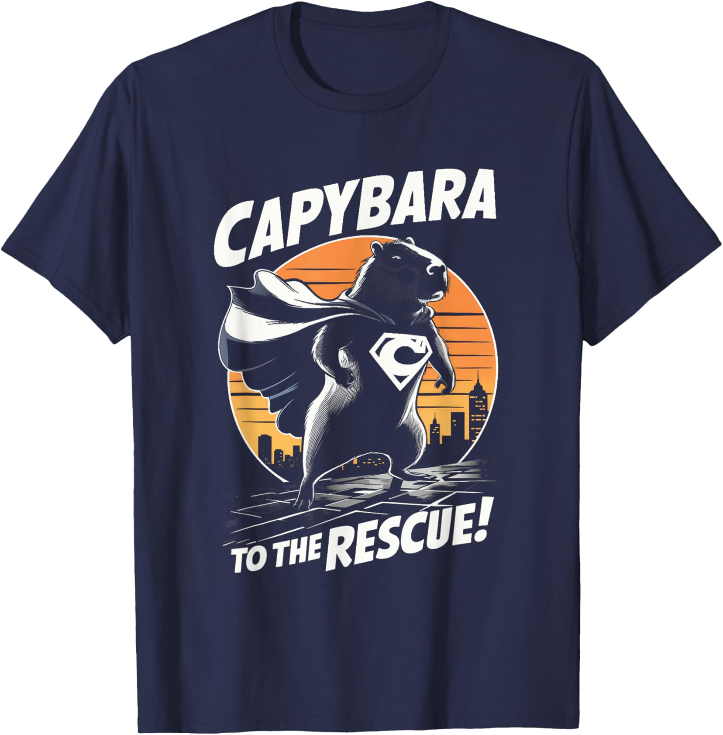 Capybara Superhero Shirt – Fun Comic Book Style Apparel T-Shirt - T-Shirt | Navy