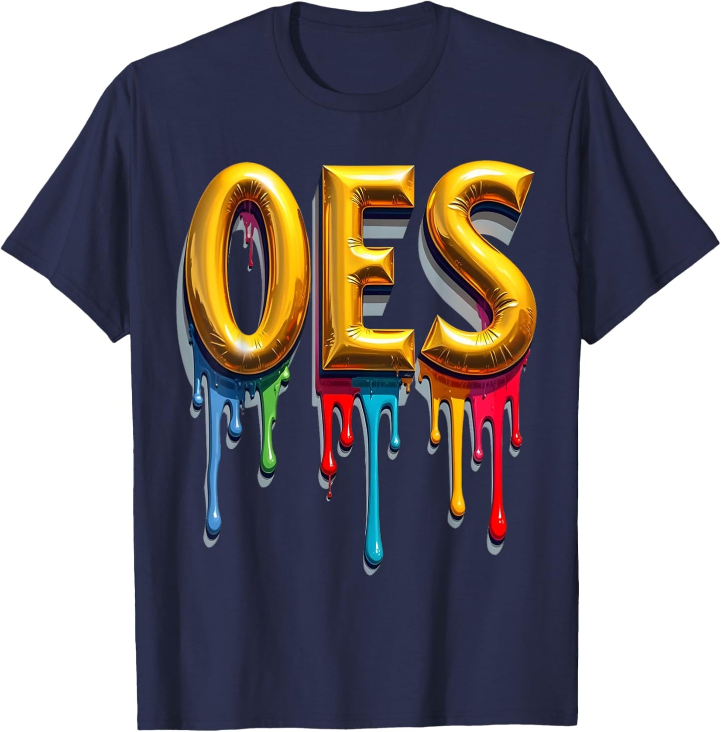 OES 3D Word Watercolor Dripping Order of the Eastern Star T-Shirt - T-Shirt | Navy