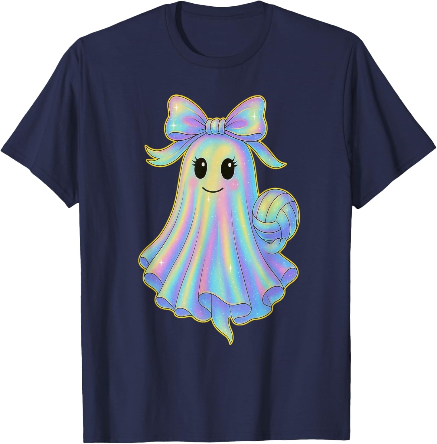Volleyball Ghost Lover Pastel Halloween Coquette Bow T-Shirt - T-Shirt | Navy