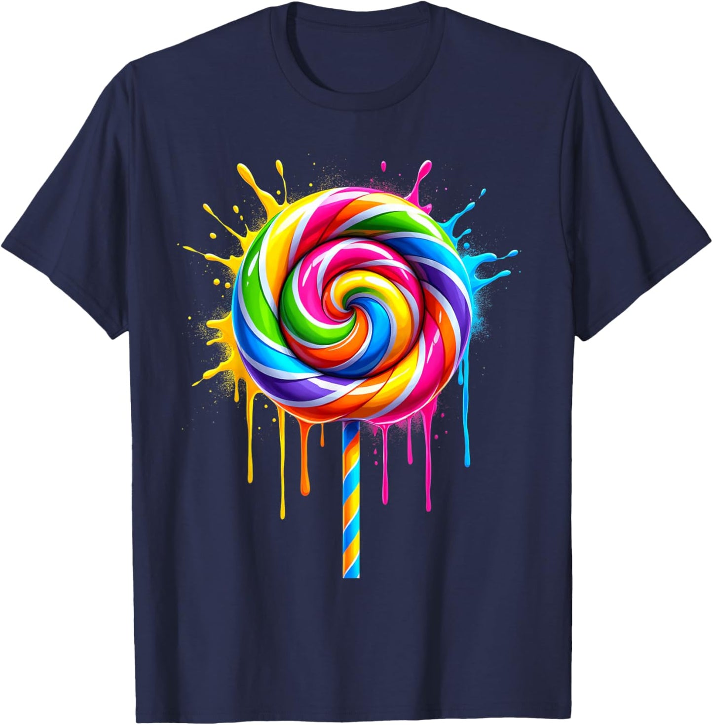 Candy Candy Costume Women's Carnival Lollipop Fancy Dress T-Shirt - T-Shirt | Navy