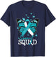 Teal Butterfly Support Squad Cervical Cancer Awareness T-Shirt - T-Shirt | Navy