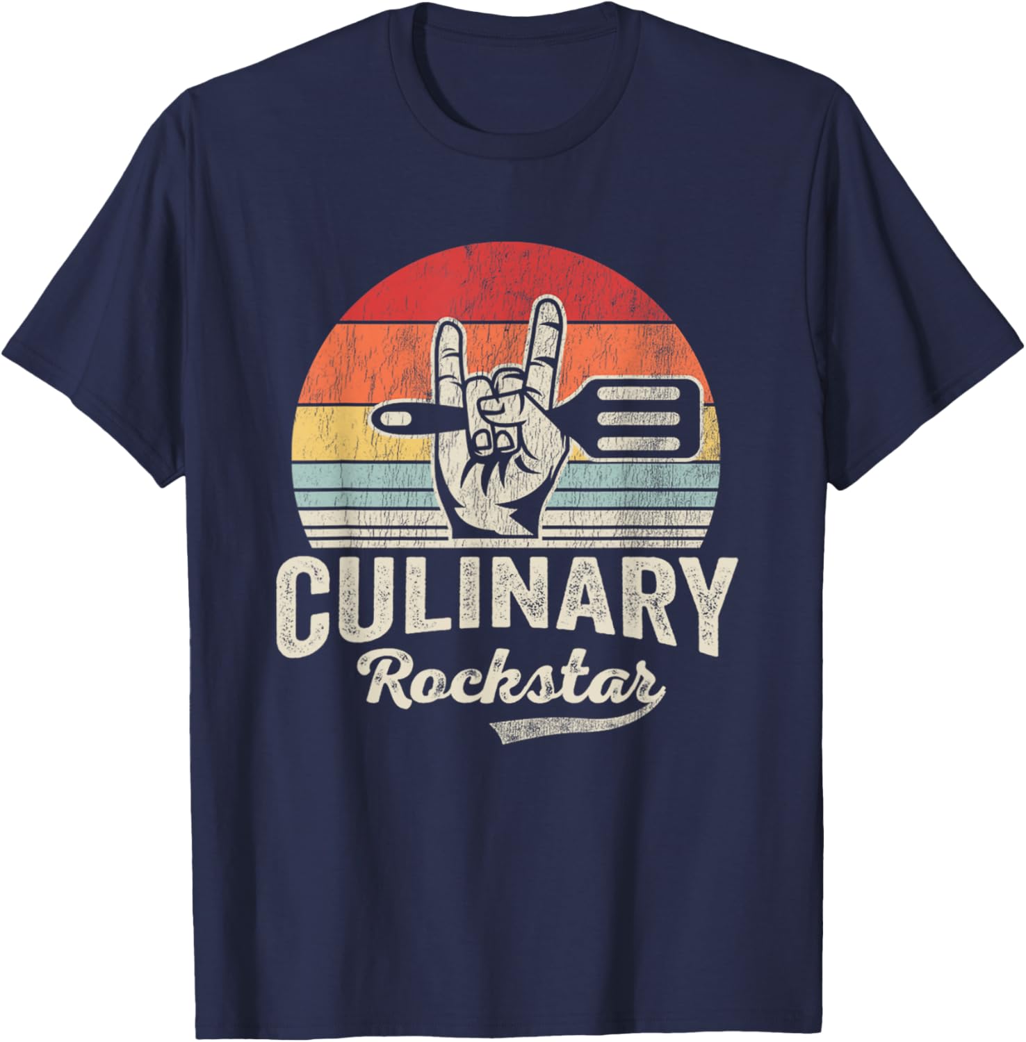 Culinary Rockstar Spatula Hand Sign T-Shirt - T-Shirt | Navy