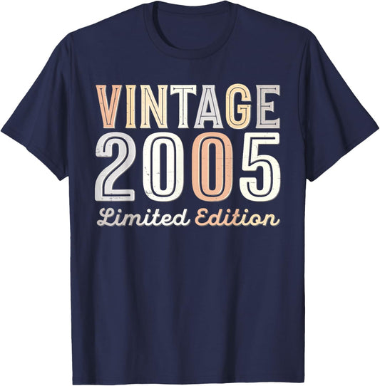 Vintage 2005 Limited Edition 20th Birthday 20 Years Old Bday T-Shirt - T-Shirt | Navy