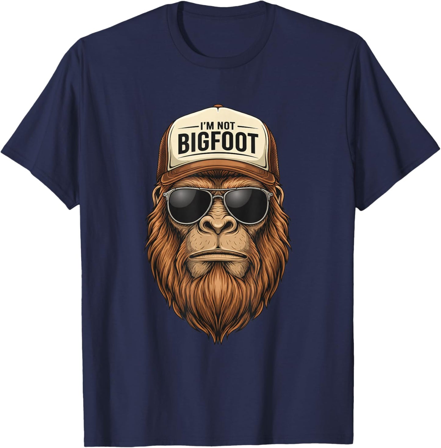 I'm Not Bigfoot Trucker Sasquatch Hat Retro Ape Graphic T-Shirt - T-Shirt | Navy