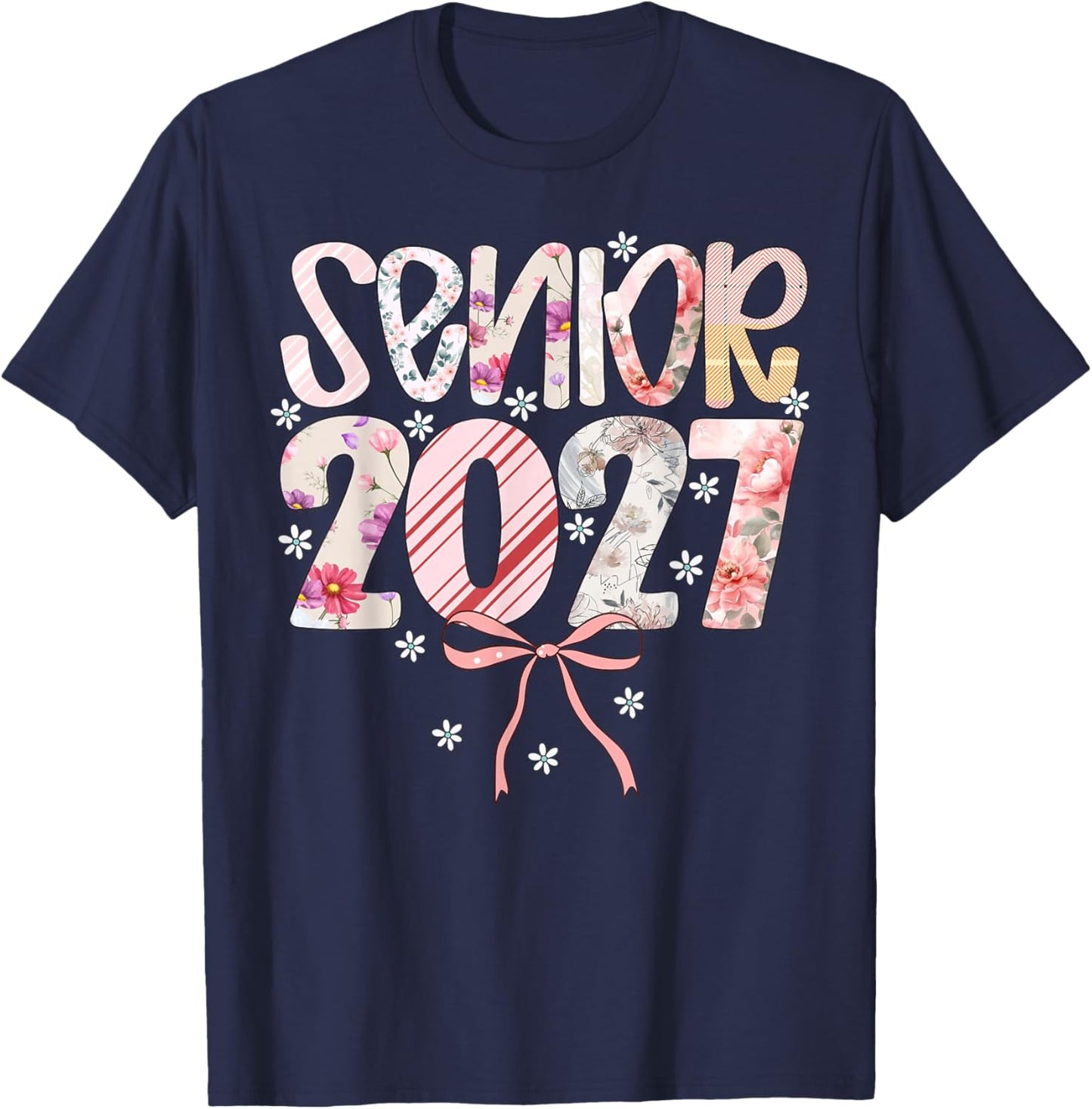Senior 2027 Floral Class Graduation T-Shirt - T-Shirt | Navy
