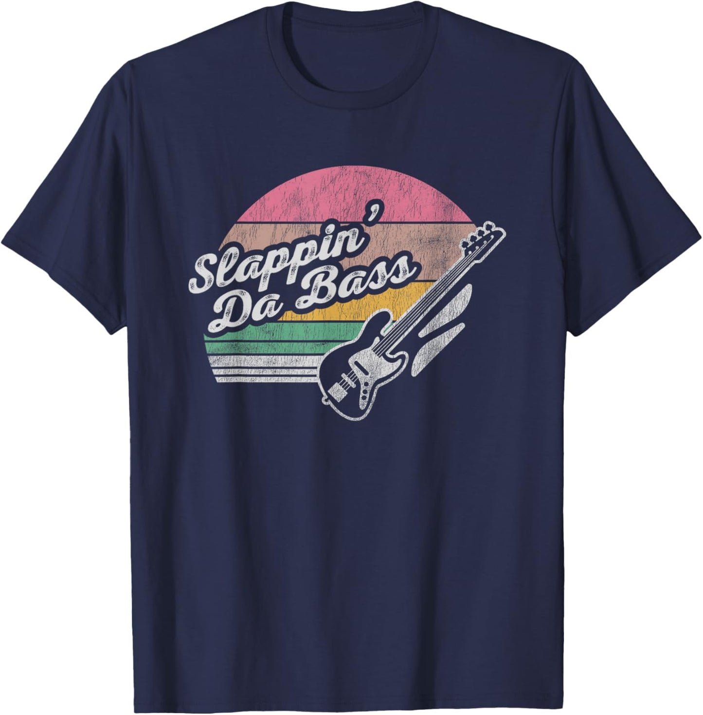 Slappin' Da Bass Vintage Bass Guitar T-Shirt - T-Shirt | Navy