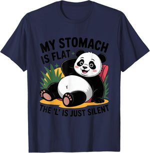 My Stomach is Flat the l is just Silent Panda Fat Humor Joke T-Shirt - T-Shirt | Navy