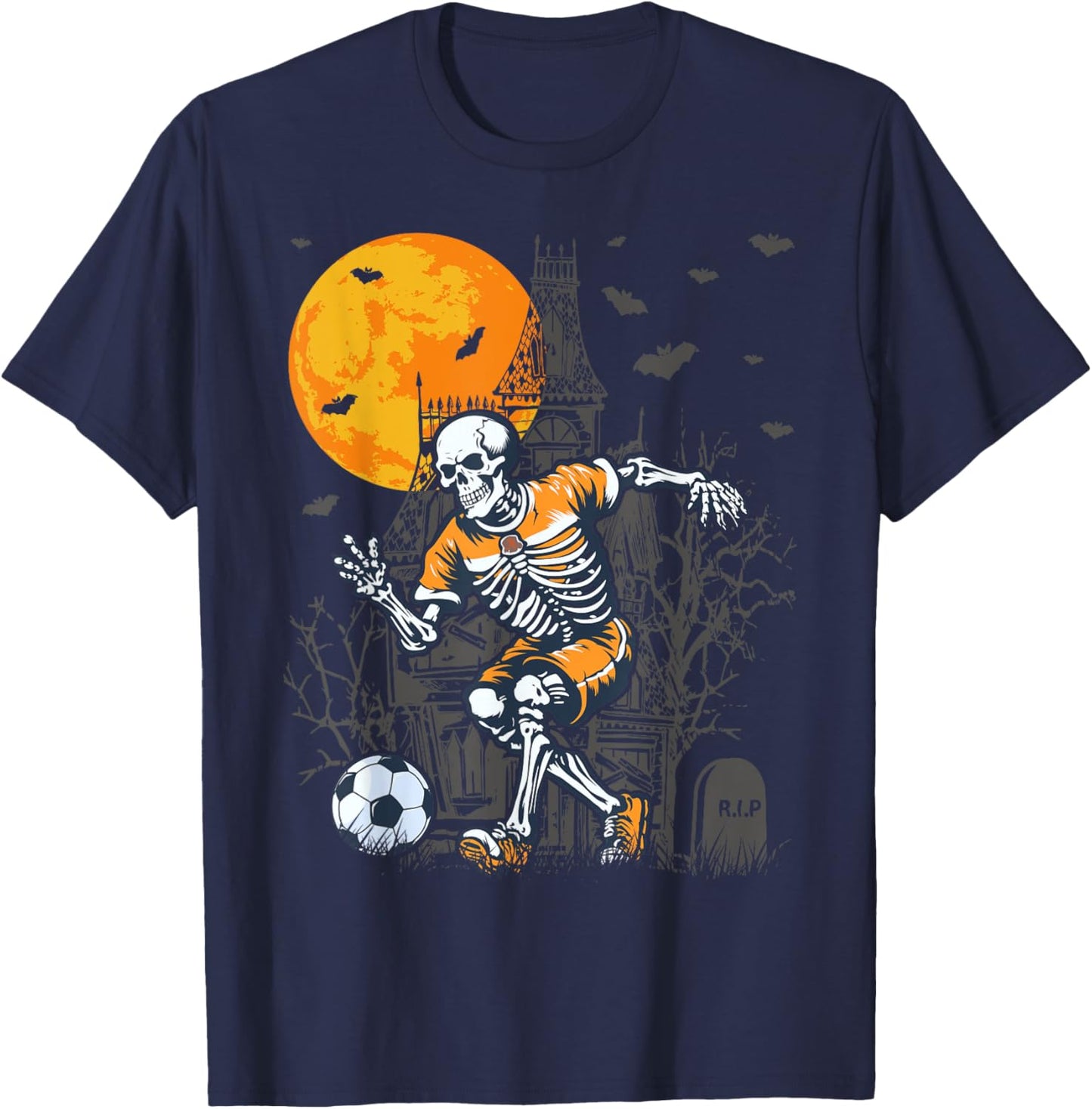 Soccer Skeleton Halloween Skeleton Soccer Player T-Shirt - T-Shirt | Navy