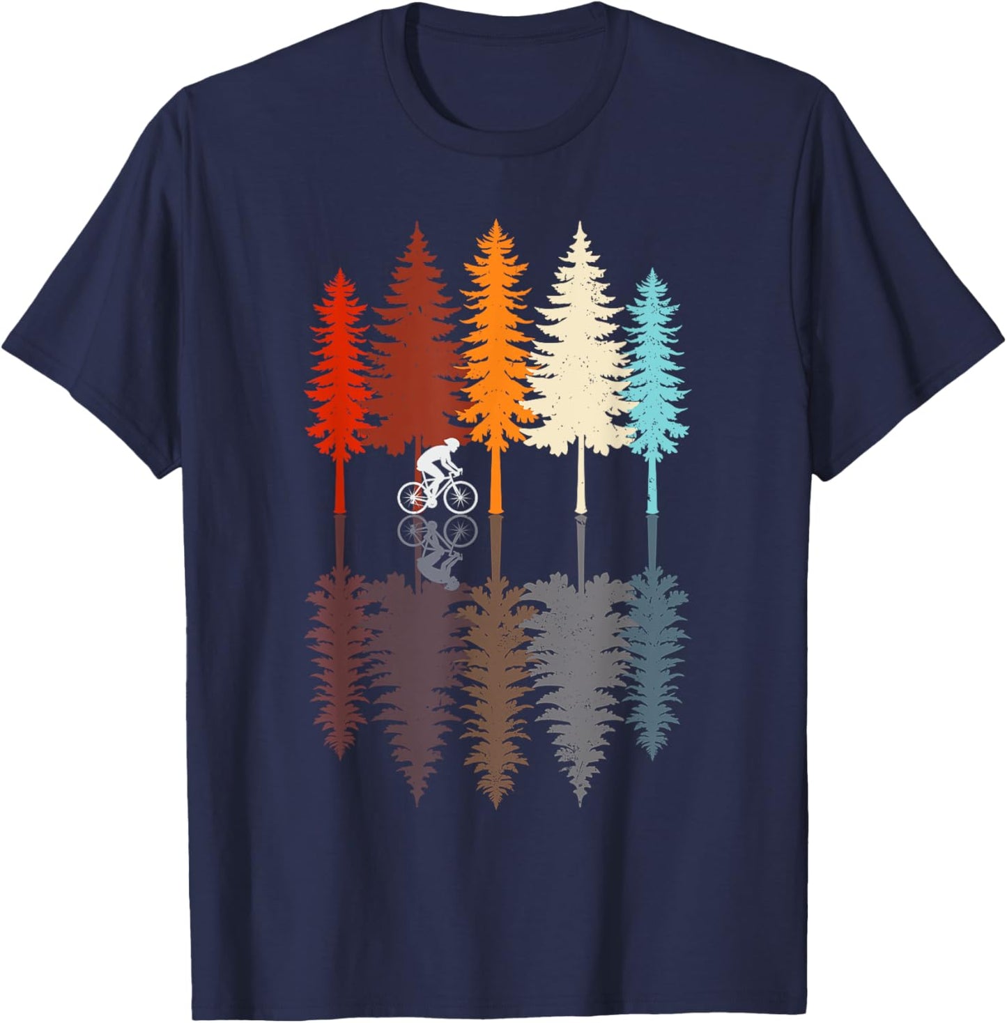 Vintage Cycling Retro Forest Road Bike Bicycle Bicycling T-Shirt - T-Shirt | Navy
