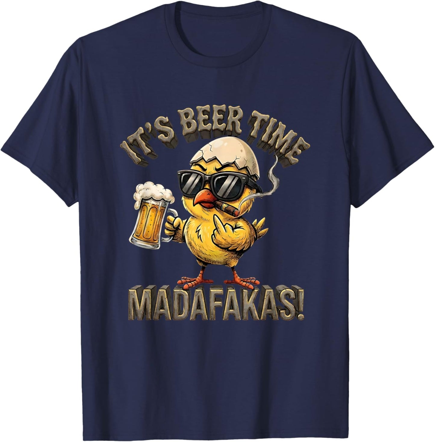 Beer Time Madafakas Ente Mit Stinkefinger T-Shirt - T-Shirt | Navy