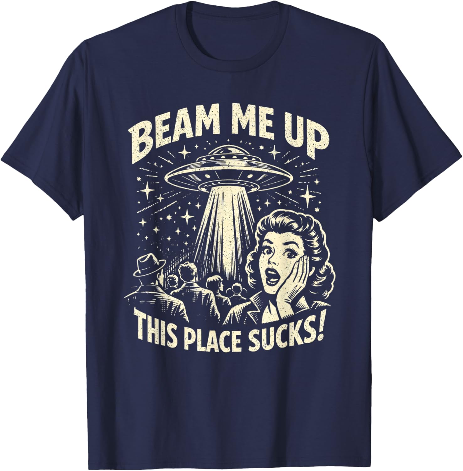Beam Me Up Dieser Ort ist zum Kotzen lustiger Raum T-Shirt - T-Shirt | Navy
