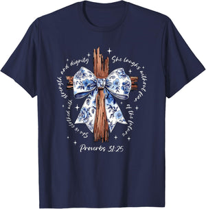 She is Clothed with Strength and Dignity She Laughs T-Shirt - T-Shirt | Navy