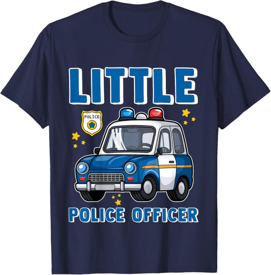 Kids Little Police Officer Cop Car Policeman Toddler Boys Youth T-Shirt - T-Shirt | Navy