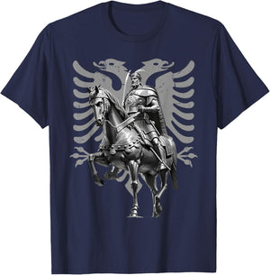 Albania Albanian Eagle Gift Kosovo Sknderbeu Skanderbeg Albania and Kosovo Flag T-Shirt - T-Shirt | Navy