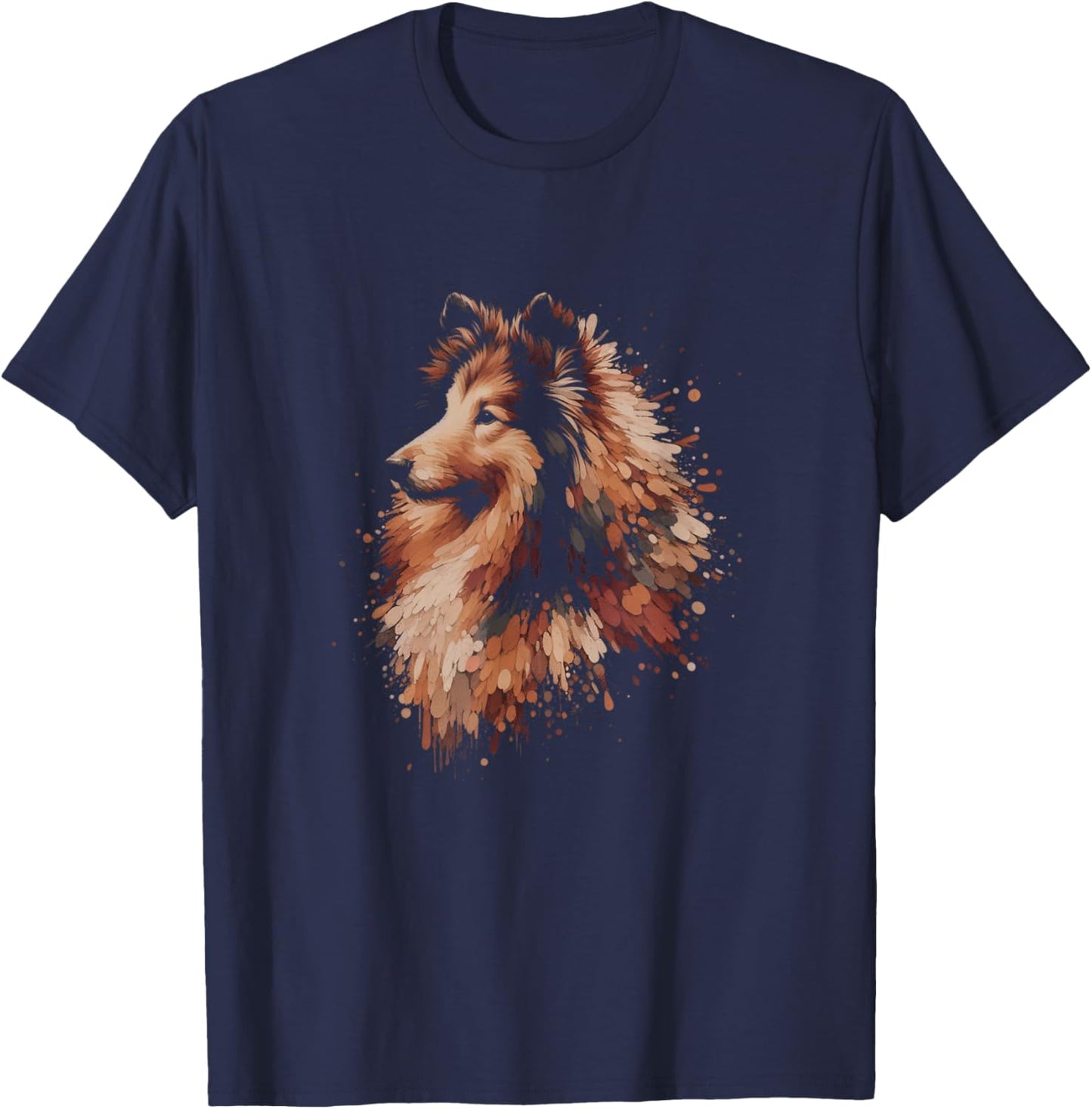 Artistic Shetland Sheepdog Drawing Art Sheltie Design T-Shirt - T-Shirt | Navy