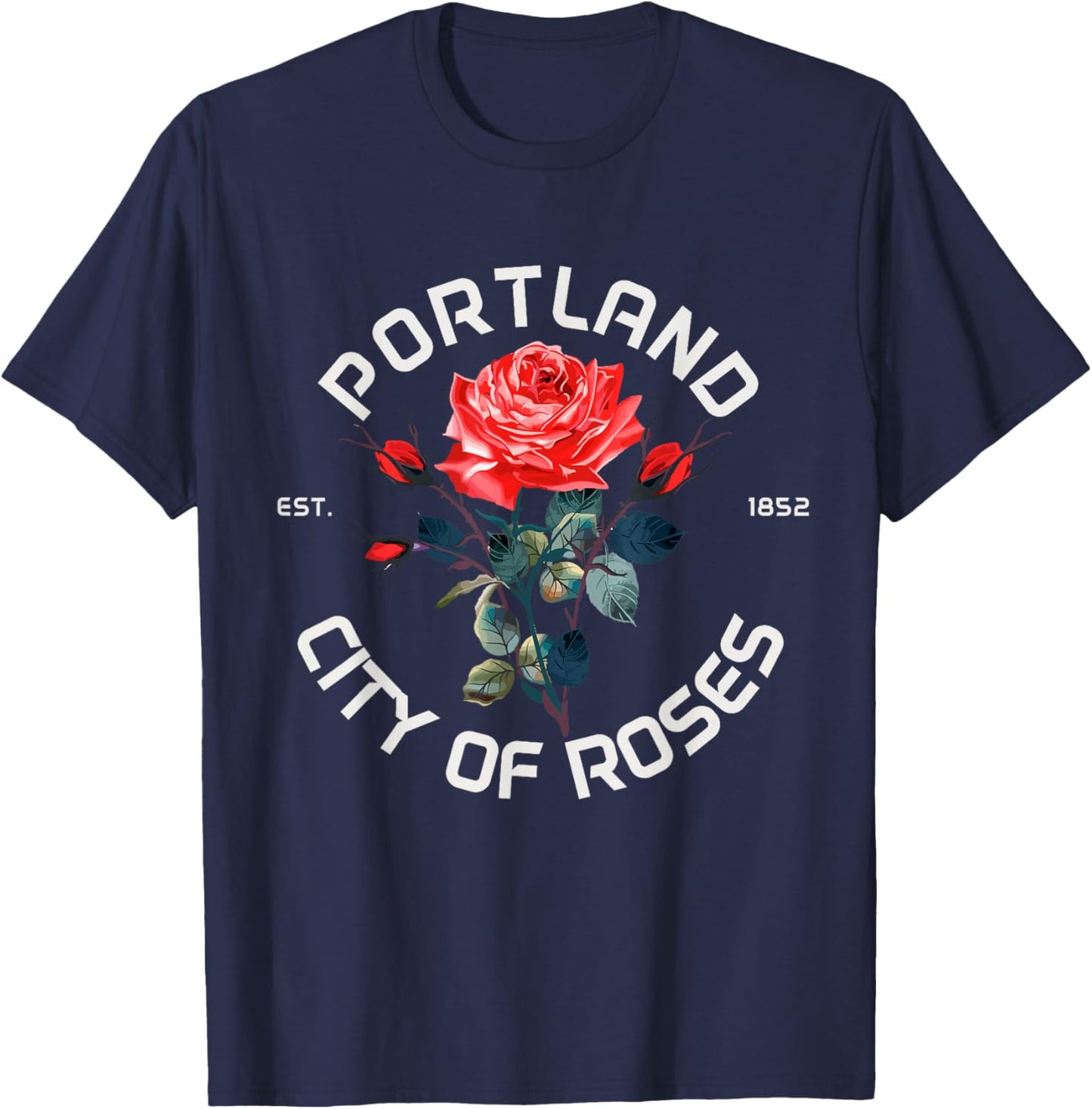 Portland Oregon Roses Pride Vintage T-Shirt - T-Shirt | Navy