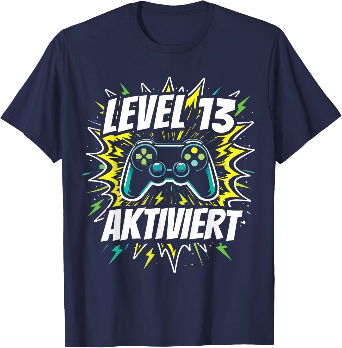 13. Geburtstag Jungen Video Gamer Level 13 Aktiviert Junge T-Shirt - T-Shirt | Navy