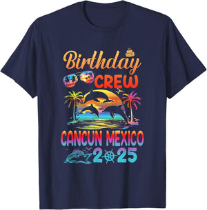 Cancun Mexico Birthday Trip Vacation 2025 Matching Group T-Shirt - T-Shirt | Navy
