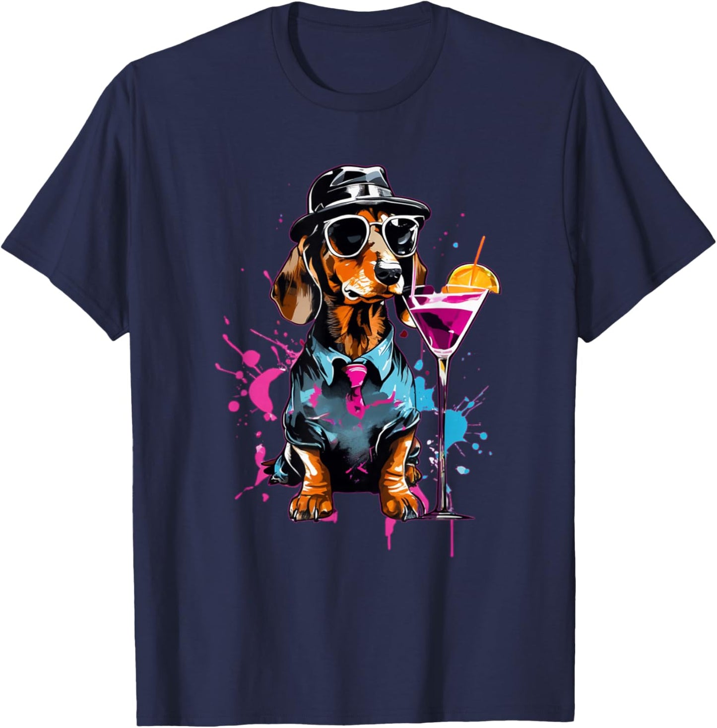 Martini Cocktail Lover Dachshund Cocktail Weenies Dachshund T-Shirt - T-Shirt | Navy