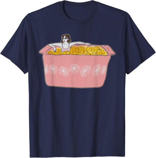 Vintage Corningware Blue Cornflower Mac and Cheese Pyrex T-Shirt - T-Shirt | Navy