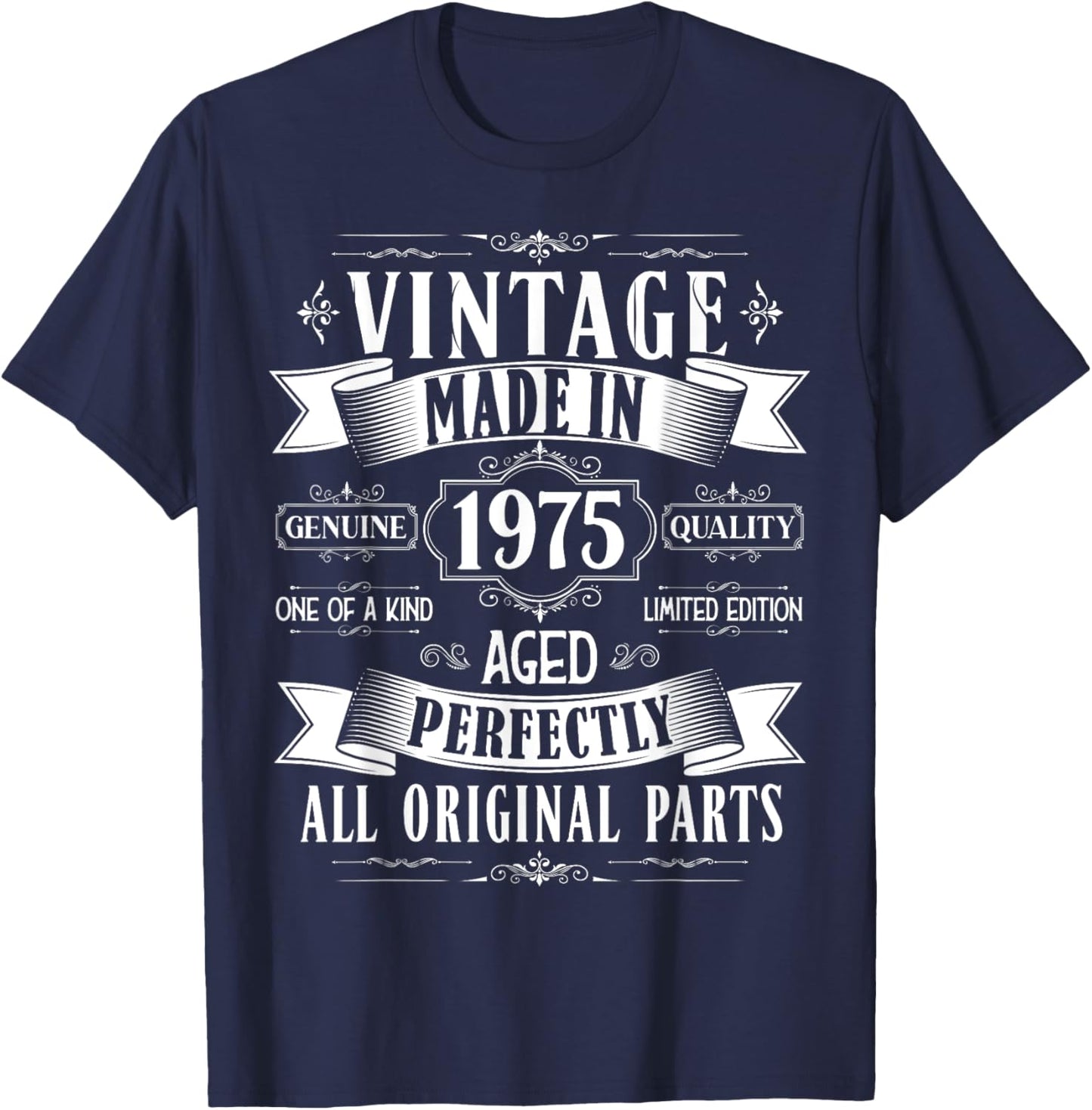 Vintage 50th birthday men Born 1975 50 years old Bday T-Shirt - T-Shirt | Navy