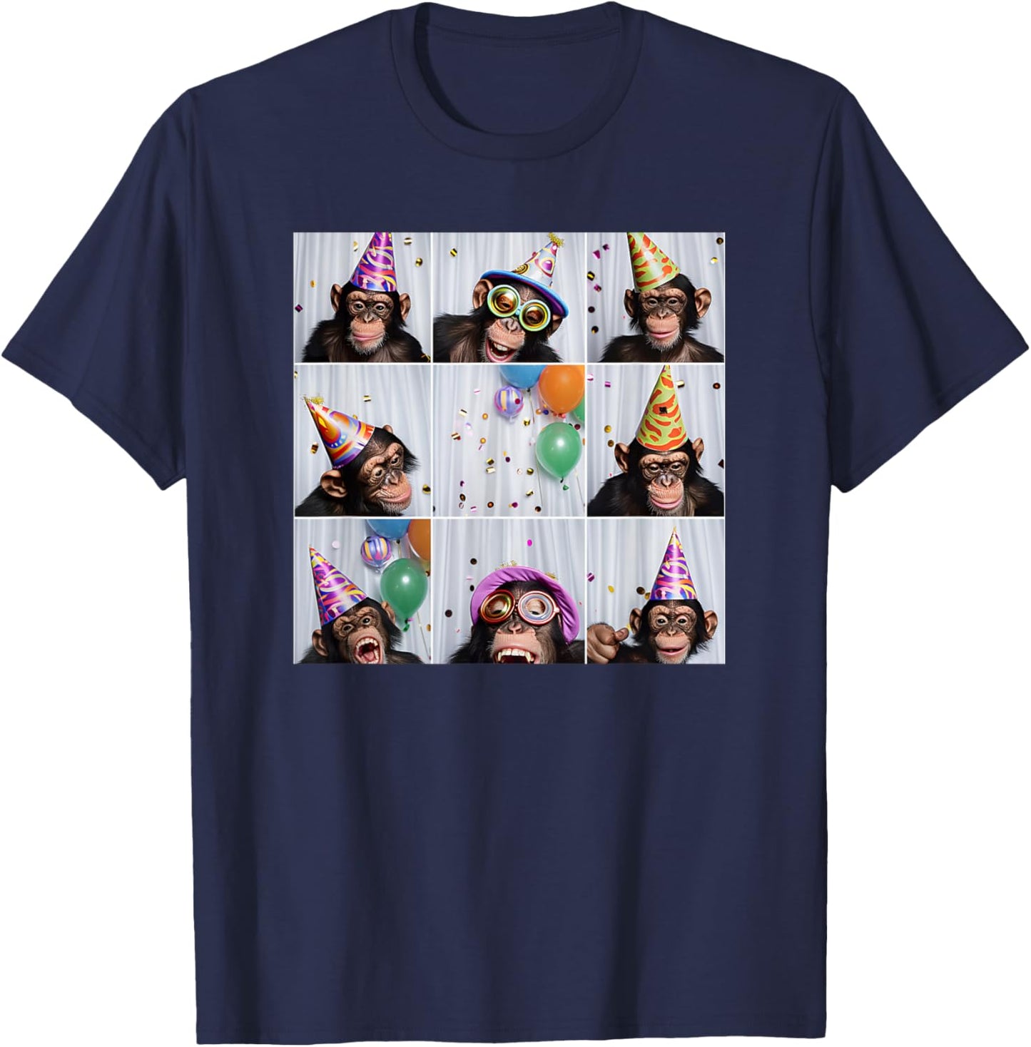 Funny Monkey Selfie Colorful Zoo Animal Monkey Birthday T-Shirt - T-Shirt | Navy