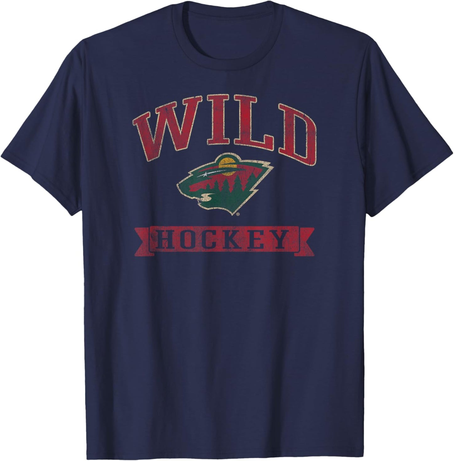 Minnesota Wild Vintage Hockey Black Officially Licensed T-Shirt - T-Shirt | Navy